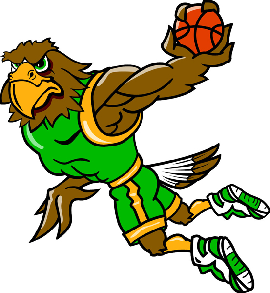 Hawk basketball player team mascot color vinyl sports sticker. Customize on line. Hawk Basketball